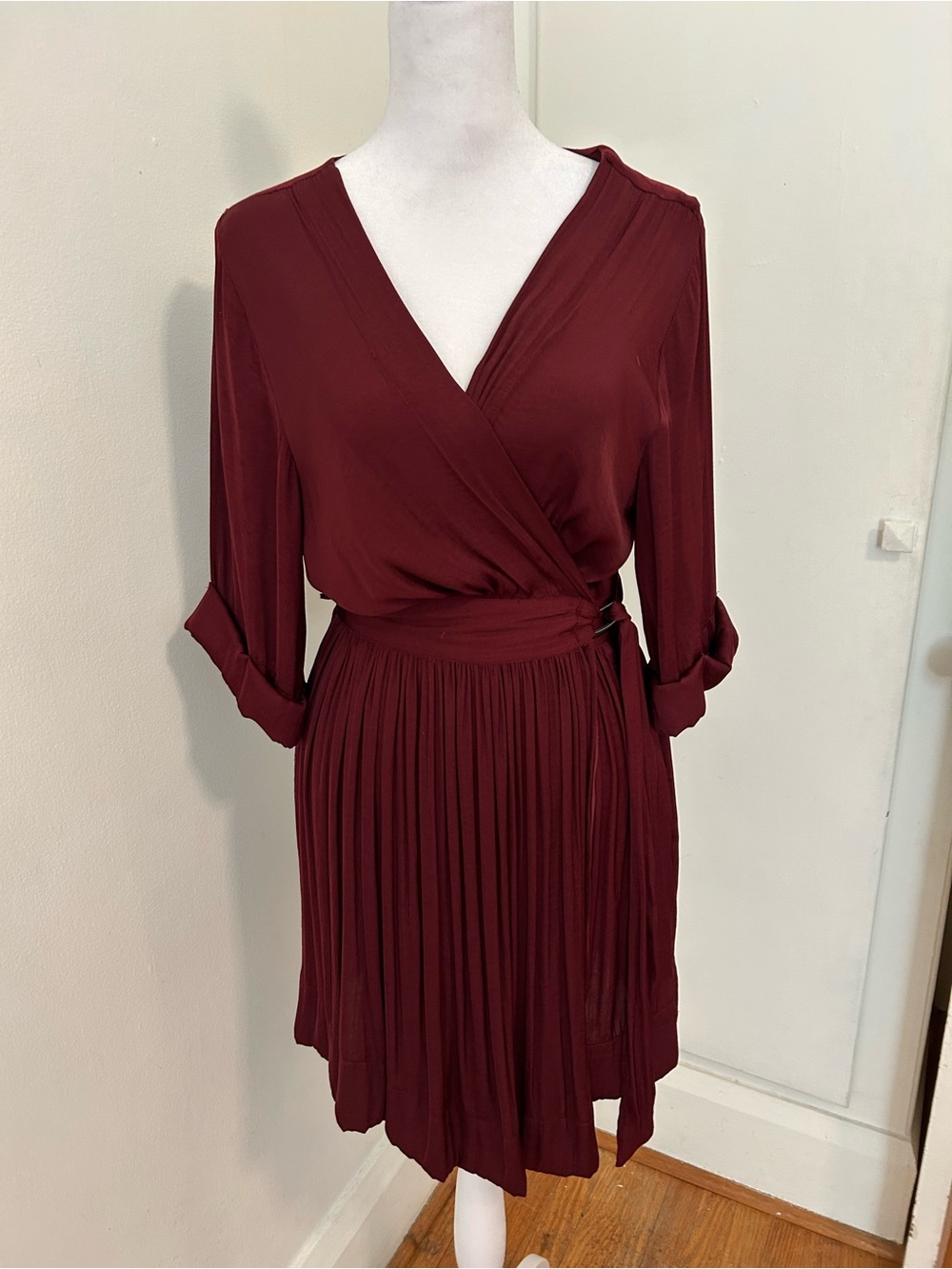 We The Free Wrap Mini Dress in Burgundy - free people
